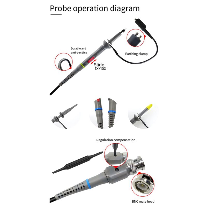 Oscilloscope Probe 100Mhz 10X - 【LIMITED EDITION】8-pack universele P6100 oscilloscoopsondes 100Mhz,