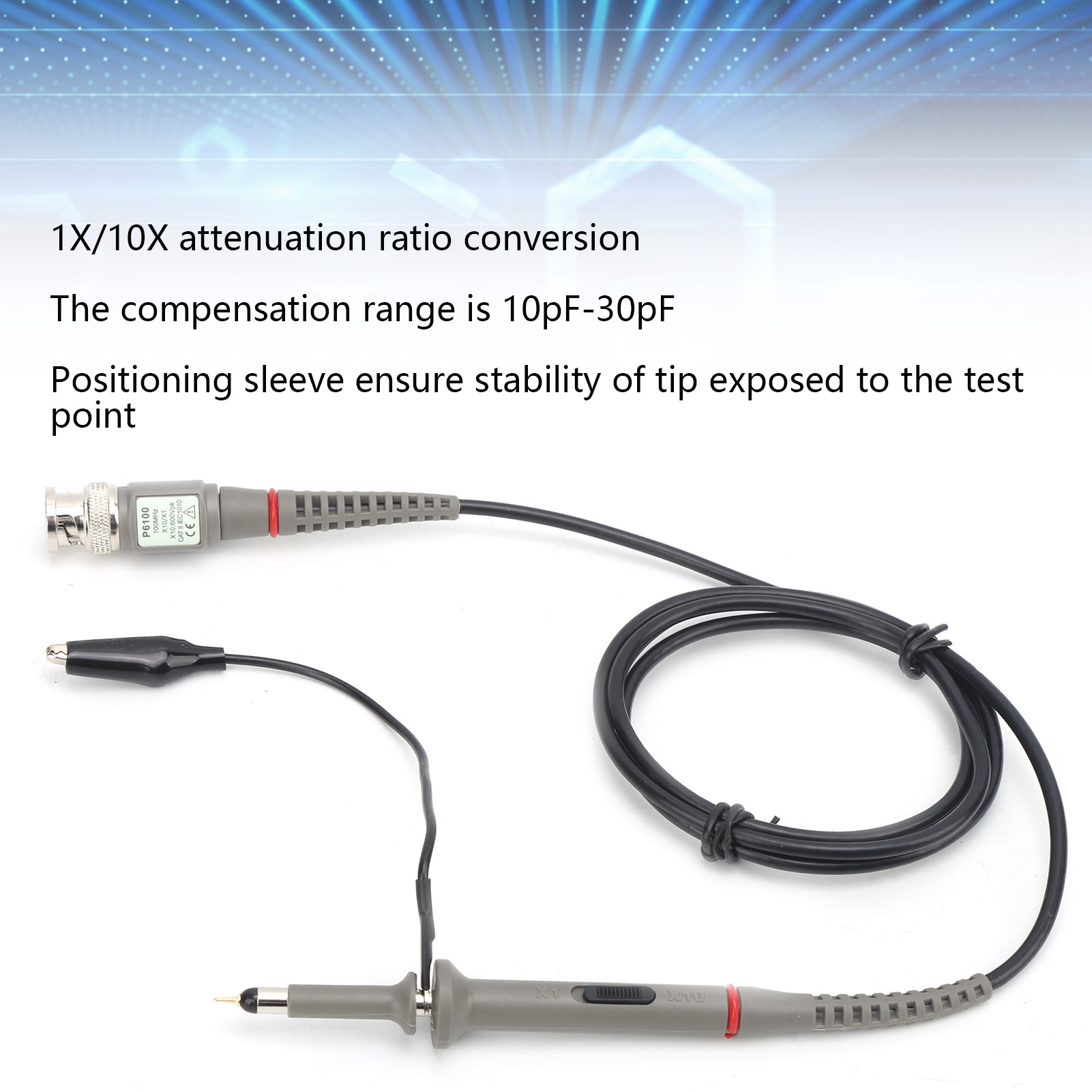 Oscilloscope Probe 100Mhz 10X - 1X/10X Oscilloscoop Probe P6100 Oscilloscoop Test