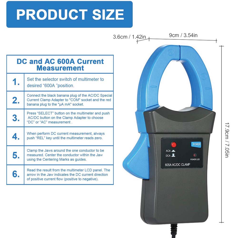 Btmeter BT-605A 600A Stroomtan - Current Clamp Probe 600A recensie en prijs